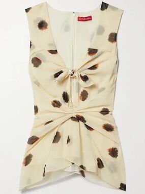 Altuzarra Cream Polka-Dot Knot-Front Sleeveless Camisole